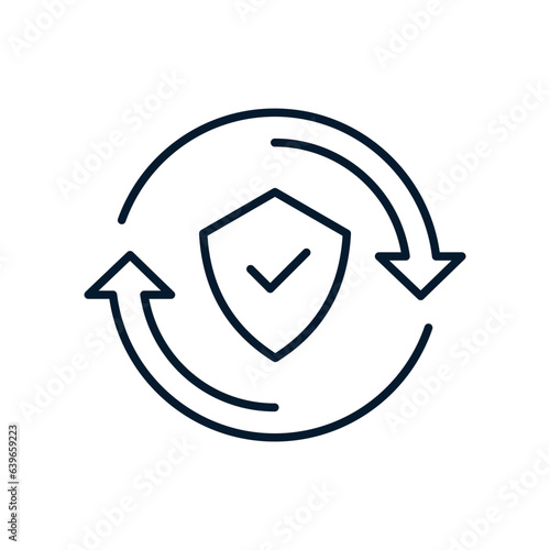 The concept of updating the system of protection, insurance. Vector icon isolated on white background.