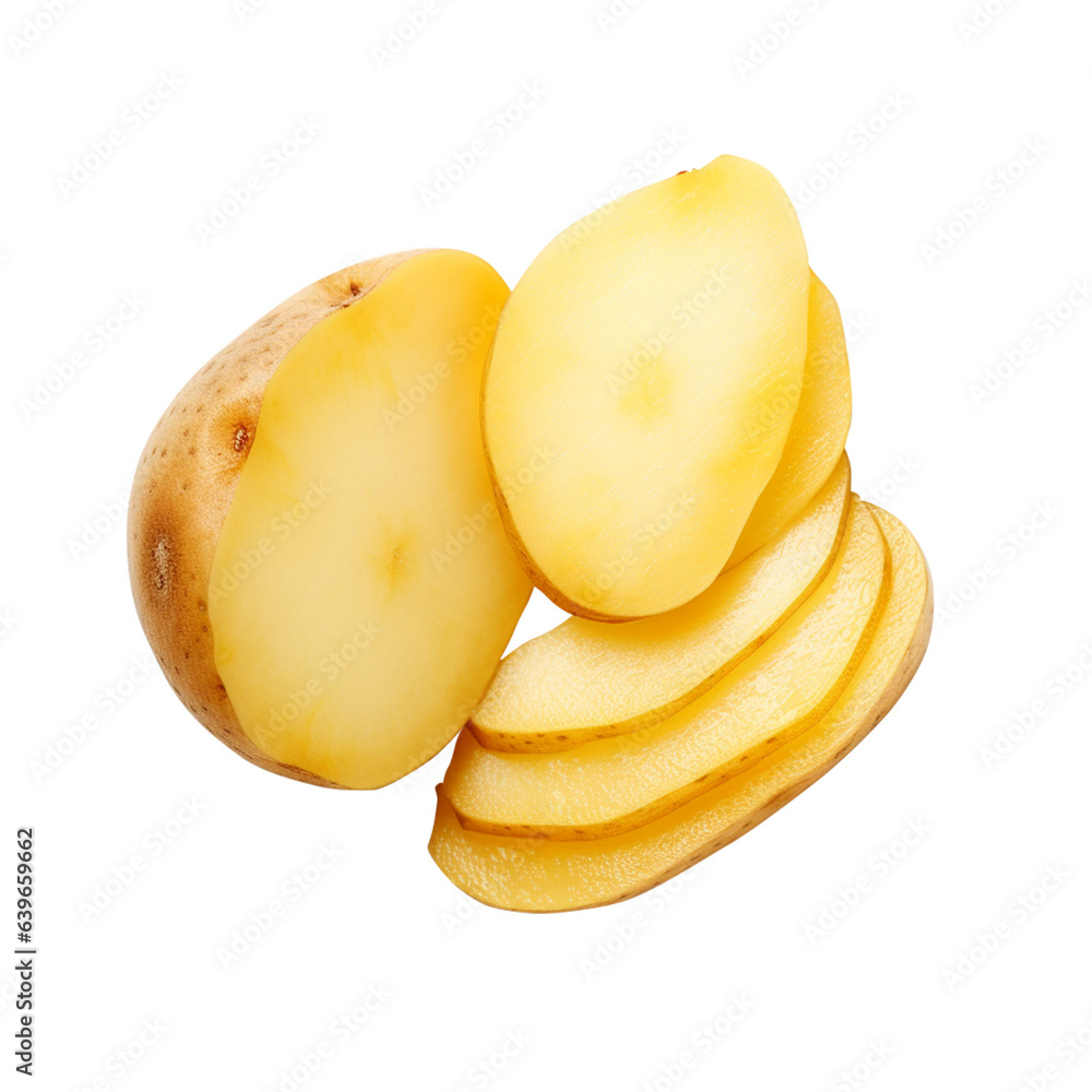 slice of potato on white background.