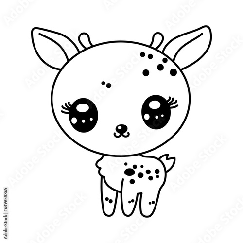 fawn kawaii coloring book outline vector illustration
