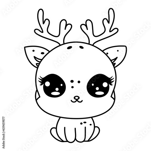 fawn kawaii coloring book outline vector illustration
