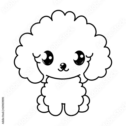 dog poodle coloring book outline vector illustration