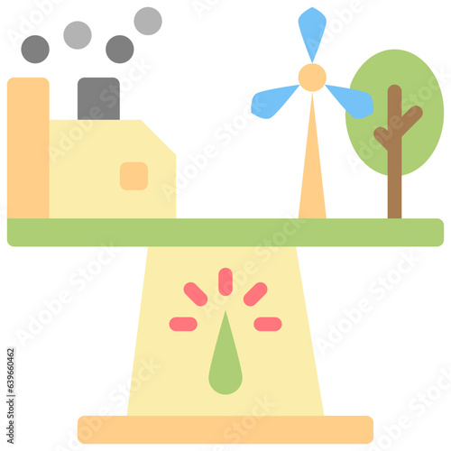 carbon neutrality flat style icons