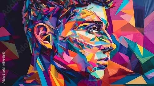 Mosaic cut boy head illustr...