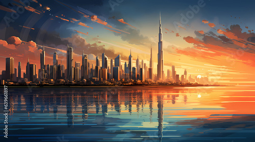 Fotografia Illustration of the beautiful city of Dubai. United Arab Emirates