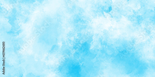 Fresh and shiny White clouds on blue sky with tiny clouds, Hand painted watercolor shades sky clouds, Bright blue cloudy sky vector illustration.