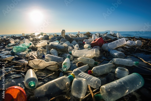 Ocean Plastic Pollution Concerns. AI generated