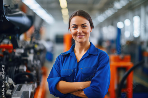 Female Operator in Automotive Production Facility