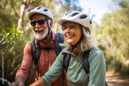 Adventurous Grandparents Enjoy Scenic Bike Ride in Nature