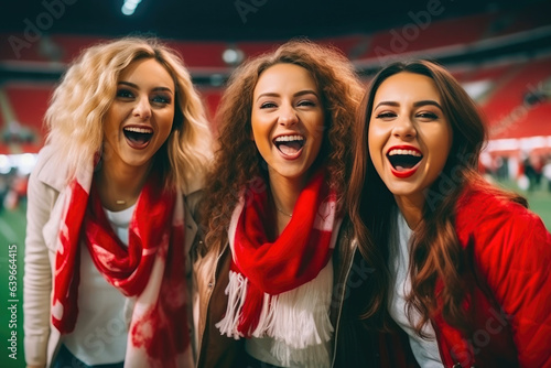 Vibrant Young Women Cheering at Soccer Game © Andrii 