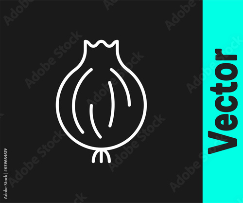 White line Garlic icon isolated on black background. Vector