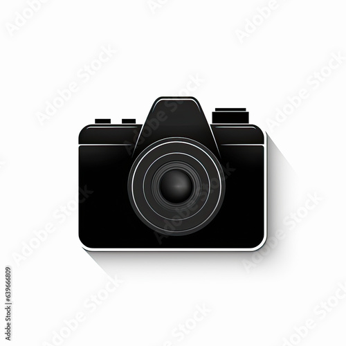 icono de una camara de fotos digital de color negro sobre fondo blanco photo