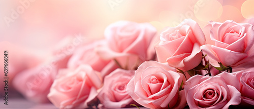 ramo de flores de rosas rosas  con fondo desenfocado