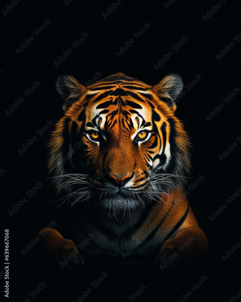 portrait of a tiger on black background portrait of a tiger on black background