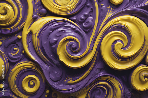 Explore the Beauty: Purple & Mustard Yellow Paint Swirls -Ai generated
