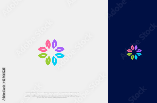 abstract global crown people colorful logo minimalist style illustration. Teamwork symbol.