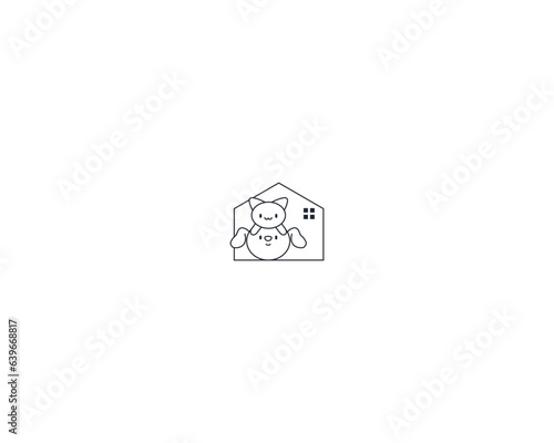 Dog and cat logo design template vector, line of pet logo design suitable for pet shop, store, cafe, business, hotel, veterinary clinic, Domestic animals vector illustration logotype, sign or symbol