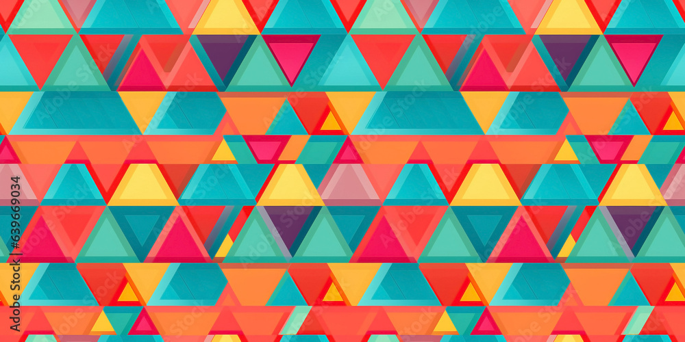Gleaming multi-hued triangles seamless pattern. Concept: Bold geometric fabrics.