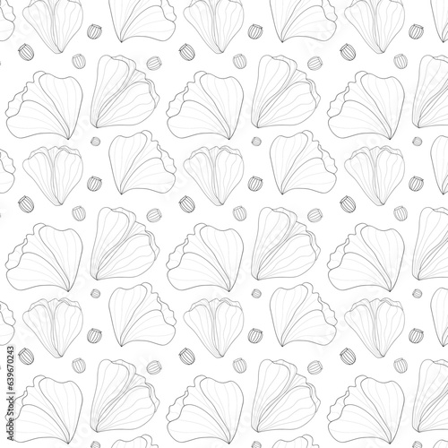 Seamless flower and leaf pattern. Abstract design with hand-drawn lines. Modern art for posters  social networks  fabrics  covers  textiles  wrapping paper. Vector illustration