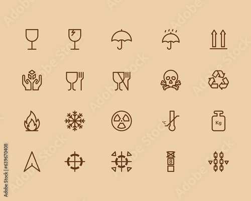 Packaging symbols vector , Cargo icons. Vector illustration