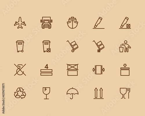 Packaging symbols vector , Cargo icons. Vector illustration