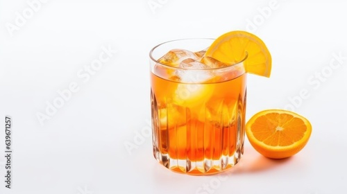 Glass of cocktail with citrus isolated on a white background.