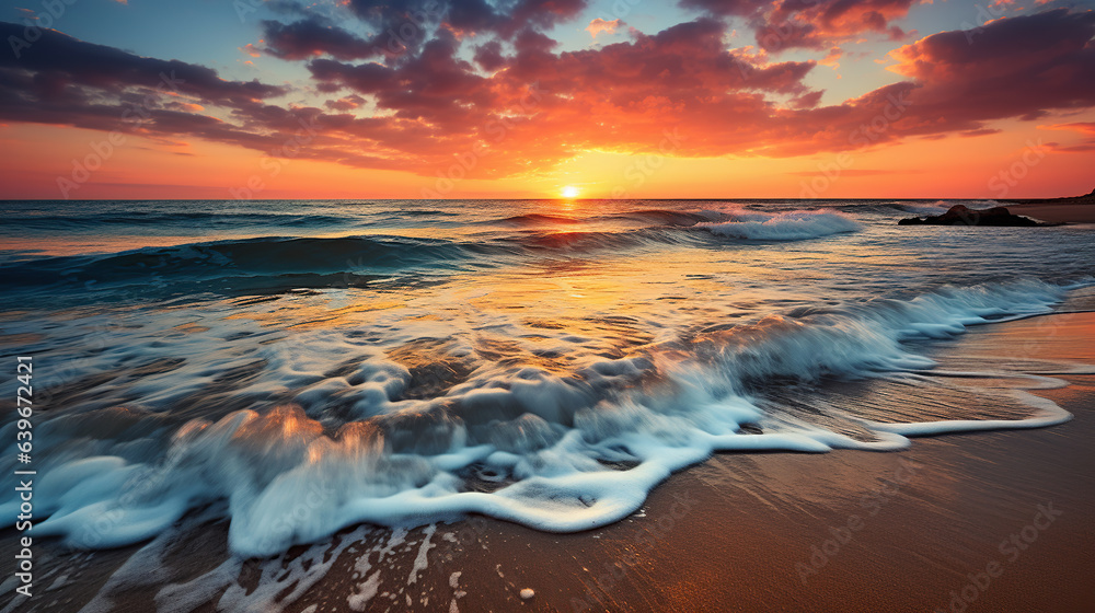 Embracing the Beauty of Sunrise over the Sea. Generative AI