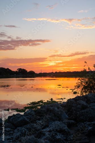 sunset over the lake