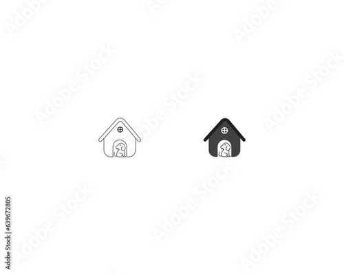 Dog house  logo design template vector, line of pet logo design suitable for pet shop, store, cafe, business, hotel, veterinary clinic, Domestic animal vector illustration logotype, sign or symbol