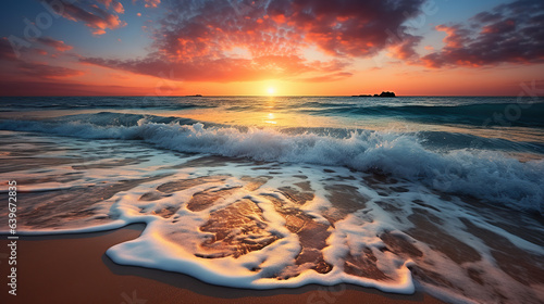 Unveiling Nature's Splendor in a Sunrise over the Sea. Generative AI