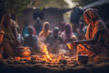 Traditional coffee roasting ceremony in a charming Ethiopian village