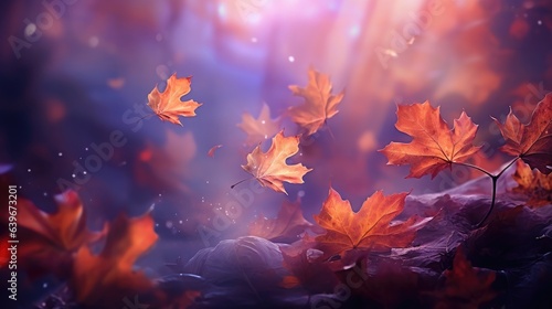 Enchanted Autumn: A Surreal Symphony of Vibrant Leaves and Mystical Mist with Ethereal Lighting