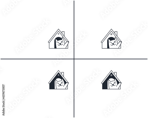 Pet house logo design template vector, line of pet logo design suitable for pet shop, store, cafe, business, hotel, veterinary clinic, Domestic animal vector illustration logotype, sign, symbol.