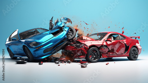 Sport Car crash dangerous accident on the road. © PaulShlykov