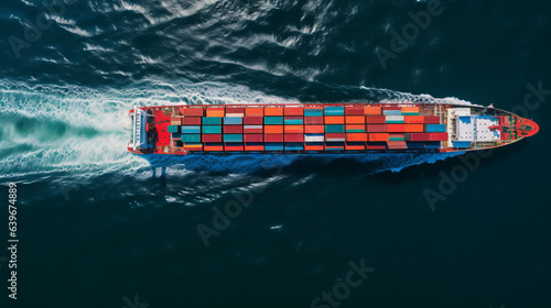 Cargo ship - Ship on the high seas - Ship with containers on the high seas - import - export - Created with Generative AI technology.