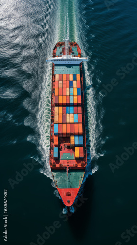 Cargo ship - Ship on the high seas - Ship with containers on the high seas - import - export - Created with Generative AI technology. © Graxaim