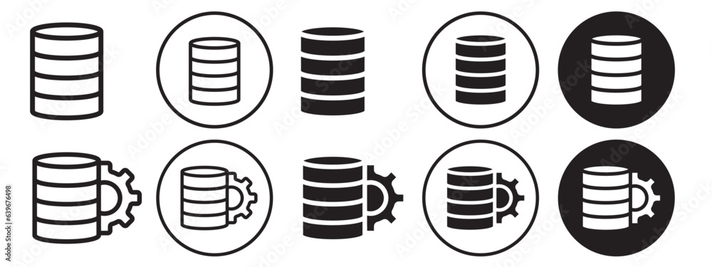 Database Icon. Data center sql symbol in flat outline style. Vector set ...
