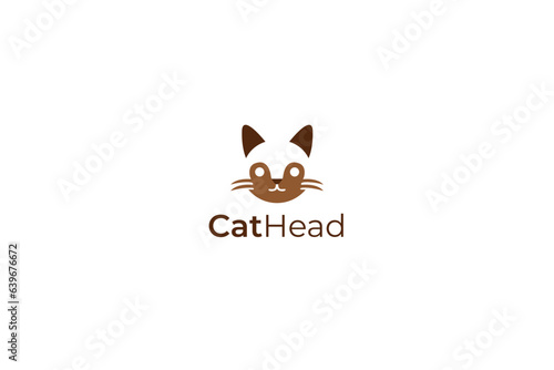 vector cat head logo design