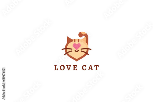 vector flat love cat logo design