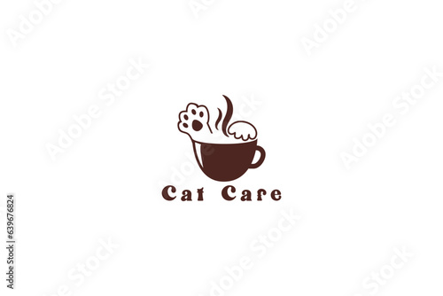 vector cat coffee logo design
