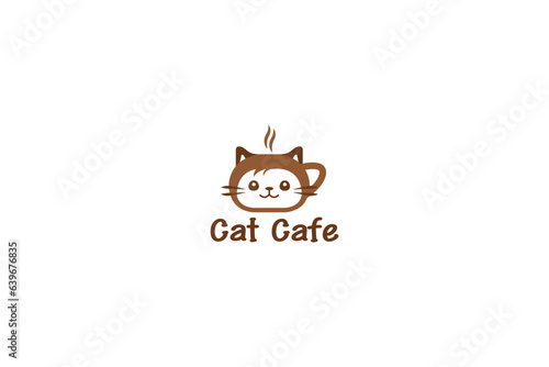 vector cat coffee logo design