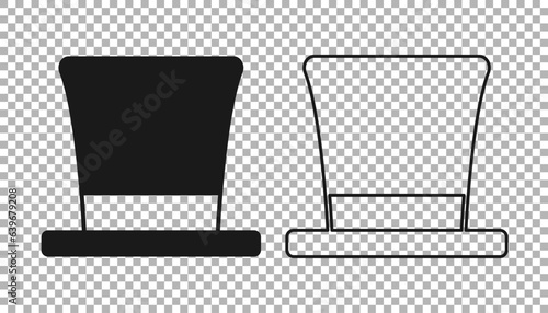 Black Cylinder hat icon isolated on transparent background. Vector