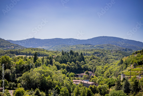 Le village de Pélussin vu depuis le Viaduc 