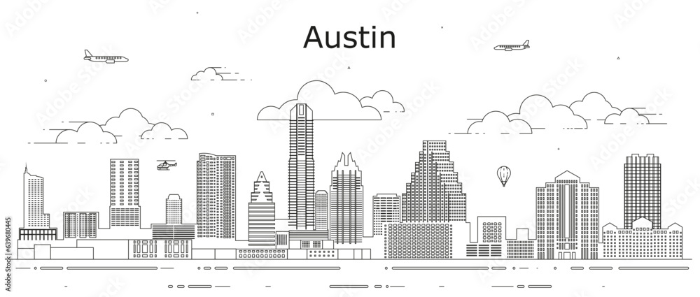 Austin cityscape line art vector illustration