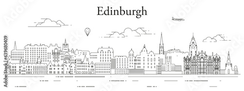 Wallpaper Mural Edinburgh cityscape line art vector illustration Torontodigital.ca