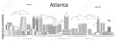 Atlanta cityscape line art vector illustration