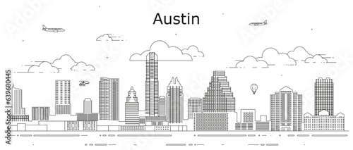 Austin cityscape line art vector illustration