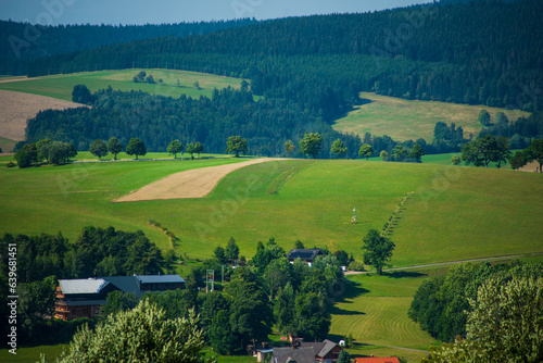 beautiful landscape with green hills and fields