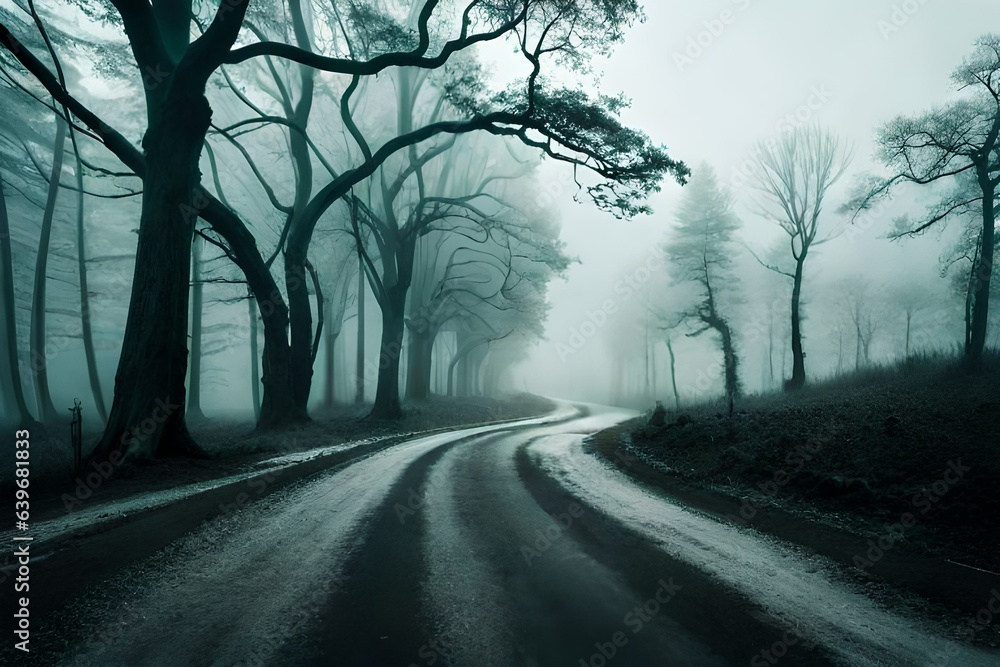 Obraz premium road in the fog generated Ai.