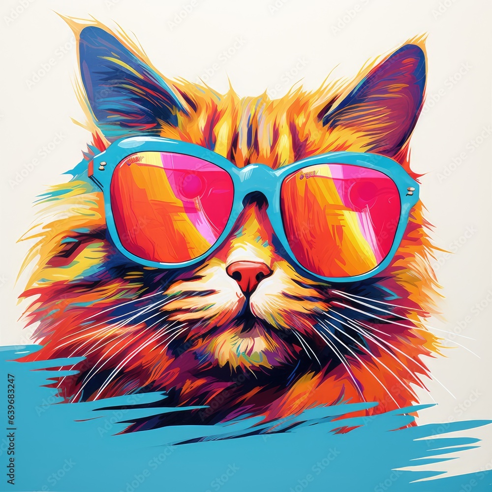 A whimsical cat wearing sunglasses