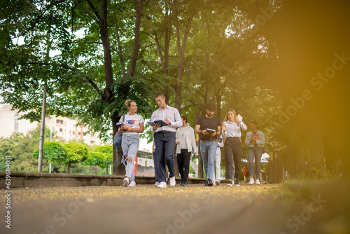 College students walking together